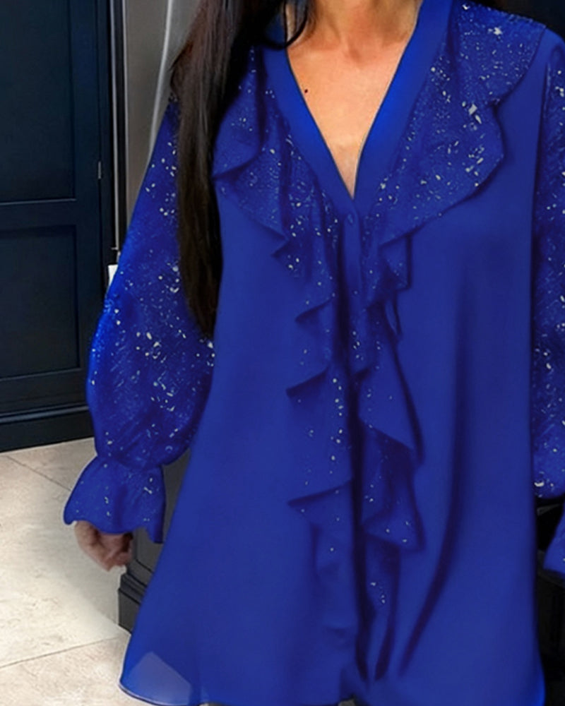 Simone™ | Haut Élégant à Paillettes avec Volants